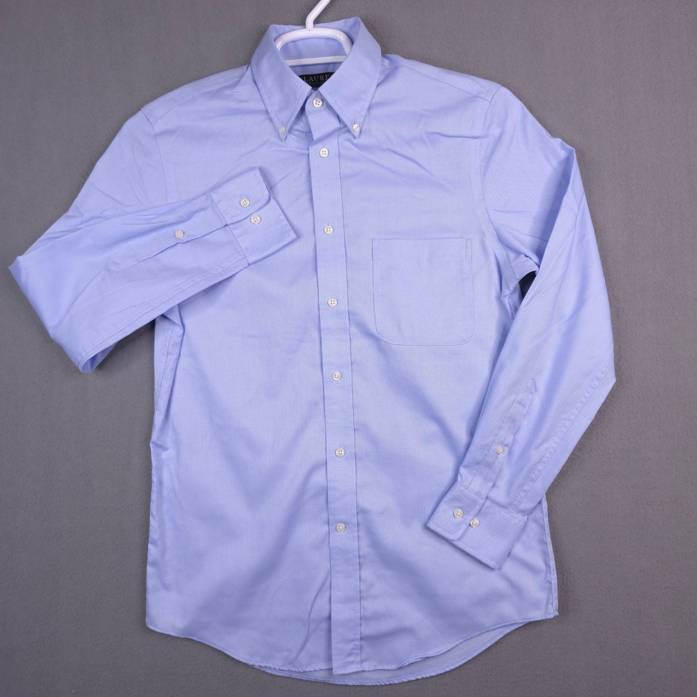LAUREN RALPH LAUREN Dress Shirt Regular Fit Blue 14.5 32/33 Stretch Black Label - Picture 2 of 9